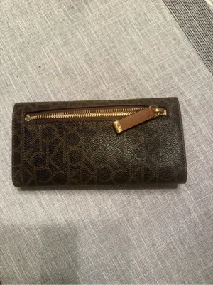 Calvin Klein Brown Monogram Continental Wallet with Gold Logo thumbnail 3