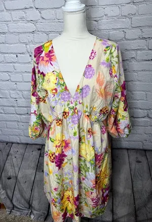 H&M puff sleeve empire waist dress size large thumbnail 7
