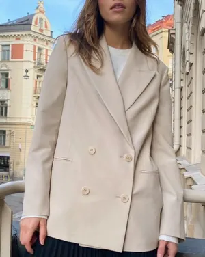 Aritzia Wilfred Toledo Blazer Double Breasted Sierra‎ Beige Career Size 2XS thumbnail 1