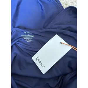 NWT Quince Deep Navy Blue Italian Plunge One-Piece Swimsuit Sz Small thumbnail 5