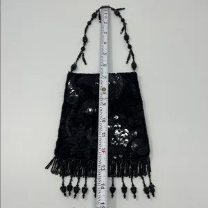 Todd Anthony Black Beaded Sequin Evening Bag‎ Vintage Flapper Purse thumbnail 12