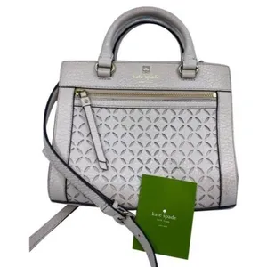 kate spade medium handbag w strap white leather cr thumbnail 1