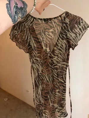Papaya Y2K Sheer Brown Animal Print Blouse thumbnail 5