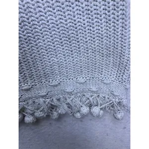 Lilly Pulitzer Sweater Tank Women‎ XXS Silver Metallic Fringe Pom Pom Knit Top thumbnail 5