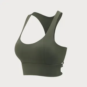 Berlook Army Green Cross Back Sports Bra thumbnail 6