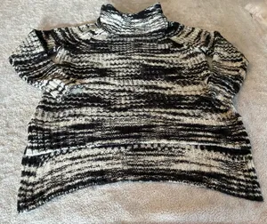 Ana Brand Cozy Black & White Turtleneck Sweater - Women's Oversized Knit Size M thumbnail 1