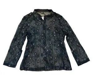 Womens Semi Sheer Velvet Floral Burnout Blouse Dark Romantic Fairy Whimsigoth thumbnail 1
