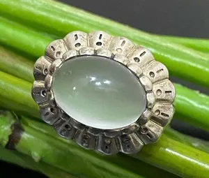 Vintage 925 Signed Sterling Silver Chalcedony Natural Stone Ring Size 6.5 thumbnail 1