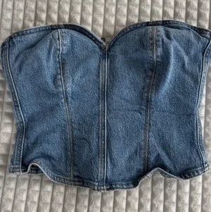 Zara Denim Corset Top thumbnail 1