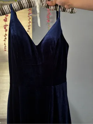 Windsor Navy Velvet Maxi Slip Dress - V-Neck Sleeveless thumbnail 3