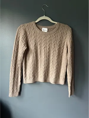 Pink Rose Tan Cable Knit Sweater and Pants Set Medium thumbnail 6