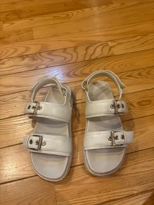 Madden Girl Size 6.5 Bone-White Double Buckle Sandals thumbnail 6