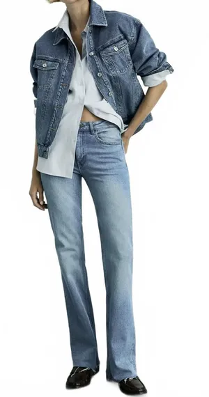 Mango Fiona Flared Mid-Rise Jeans NWT Medium Blue Size 0 (EUR 32) thumbnail 1