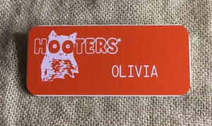 New Hooters Girl Uniform Name Tag “Olivia” Halloween Costume Accessory thumbnail 1