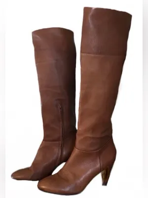Cynthia Vincent Chestnut Brown Leather Riding Boots W/Heel (7) thumbnail 1
