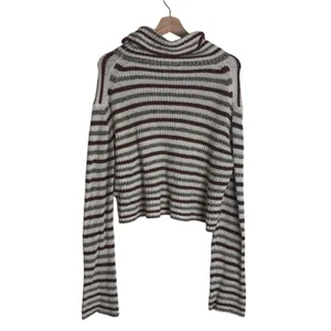Urban Outfitters Women's Mackenna Stripe Mock Neck Cropped Pullover Sweater L thumbnail 8