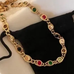 18K Gold Plated Fisheyes Colorful Zircon Necklace Titanium Steel womens Jewelry thumbnail 1