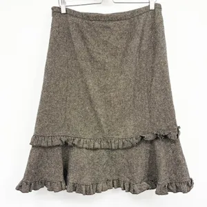 Ann Taylor LOFT Womens Brown Wool Blend Tweed Ruffle Hem Career Office Skirt 12 thumbnail 6