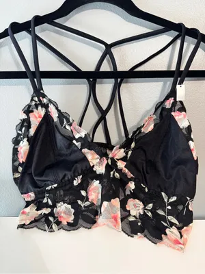 Victoria’s Secret‎ PINK Black & Floral Bralette new with tags large thumbnail 6