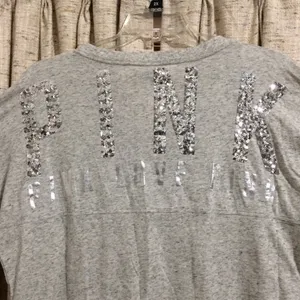 PINK Victoria's Secret V-Neck Long Sleeve Bling Tee thumbnail 5
