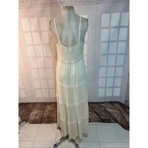 Easel Cream Sleeveless Lace-Up Corset-Style Bodice Tiered Maxi Dress Size Large thumbnail 6