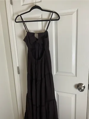 Zara Black Textured Tiered Maxi Dress Size xSmall Cutout Back New thumbnail 10
