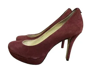 Michael Kors Platform Heals Womens 6M Used Burgundy Suede Heels thumbnail 1