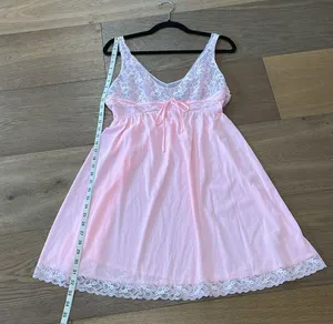Vintage Montgomery Ward Pink Lace Slip Nightgown Dress Size Large Made In USA thumbnail 13