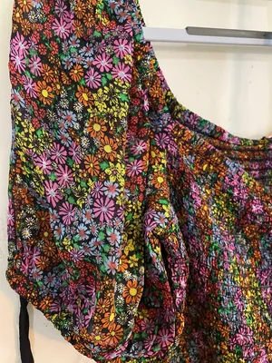 Free People Floral Puff-Sleeve Crop Top in Multi Colors thumbnail 6