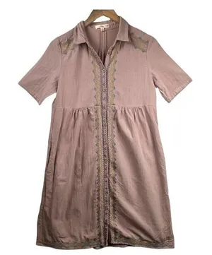 Orange Creek Mumu Dress Size‎ Small Pink Lined w/ Pockets Embroidery Grandmacore thumbnail 1