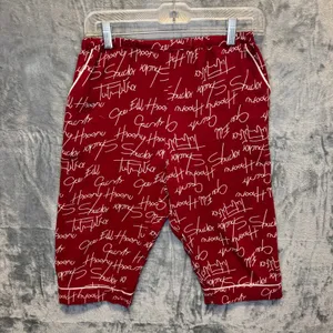 2092‎ | Script Print Two Piece Button Down Pajama Set Red White Women Small thumbnail 7
