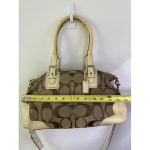 coach bag cream black fabric tote thumbnail 5