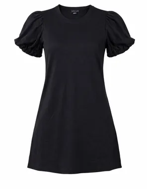 Sanctuary‎ Dream State Mini Dress Black Puff Sleeve Casual Cotton Shift Womens L thumbnail 1