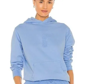 Frankie’s Bikinis Aiden Embroidered Blue Hoodie Sweatshirt Pullover thumbnail 1