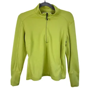 Nike Golf Womens Lime Green Waffle Knit Quarter Zip Pullover Top Size M RN56323 thumbnail 1