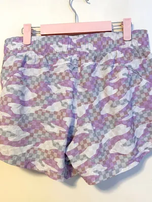 Athletic Works Gym Workout Running Shorts Purple Grey Digital Camo Womens Medium thumbnail 2