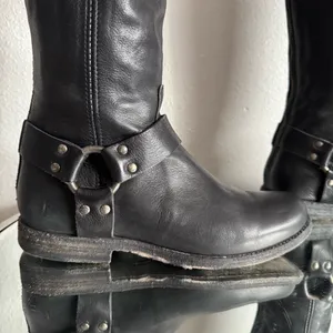 FRYE Black Leather Phillip Harness Tall Knee High Preppy Moto Riding Boots thumbnail 7