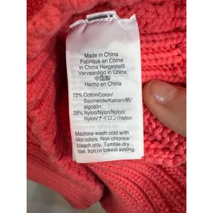 J Crew Always XXS Pink Roll Neck Oarsman Fisherman Knit Sweater Cotton Bl Cozy thumbnail 4