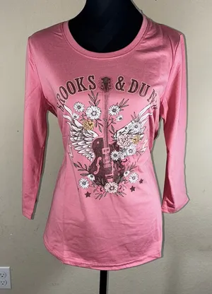 Cato Pink Graphic Brooks and Dunn Long Sleeve Top thumbnail 1