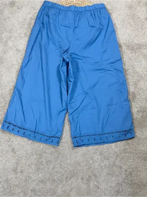 American Eagle Women’s Super Wide Leg Crop Pants Pull On in Blue XL thumbnail 6