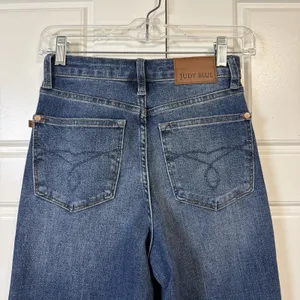 Judy Blue Wide Leg Jeans Womens 1/25 Blue High Rise Stretch Denim Flare thumbnail 6