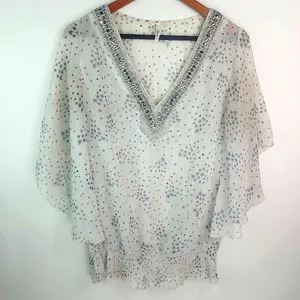 Studio Y L Whimseygoth White Silver Stars Beaded Top thumbnail 1