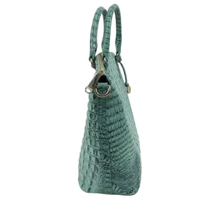 Brahmin Large Duxbury Satchel Bag Biscay Melbourne Blue Green Leather Croc thumbnail 6