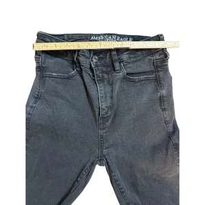 American Eagle Super Hi-Rise Jegging Black Ripped Distressed Skinny Jeans Size 4 thumbnail 10