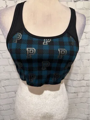 PINK Victoria’s Secret Ultimate Unlined Women’s Blue Black Plaid Sport Bra Large thumbnail 1