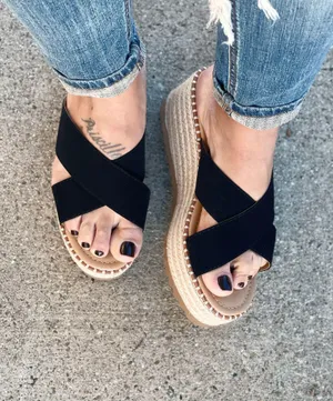 Black Criss Cross Espadrille Wedge thumbnail 1