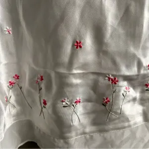 Women’s Pajamagram White Floral Embroidered Mesh Satin Chemise Nightgown Slip L thumbnail 2