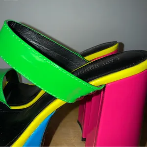 Cape Robbin Neon Colored Double Strap Platform Mule Heels Women’s Size 9 NEW thumbnail 10