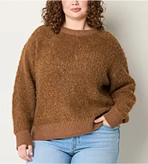 NWT a.n.a Plus Womens Crew Neck Long‎ Sleeve Pullover Sweater XXL Brown Boxy Fit thumbnail 1