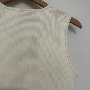 Hudson Gray | Women's Tan Cream Black Ribbed Scalloped Hem Knit Tank Top, M thumbnail 6